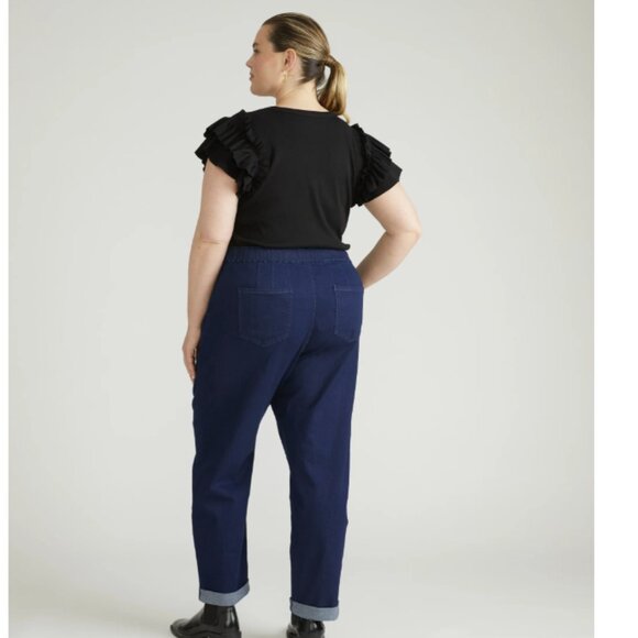 Universal Standard size 18 Comfort-Denim Drawstring Jeans in Dark Indigo - Picture 2 of 12